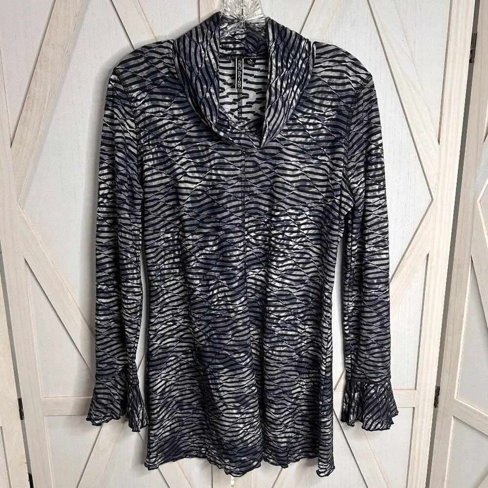 Sno Skins Crinkle Cowl Neck Long Sleeve Top with Lettuce Edge